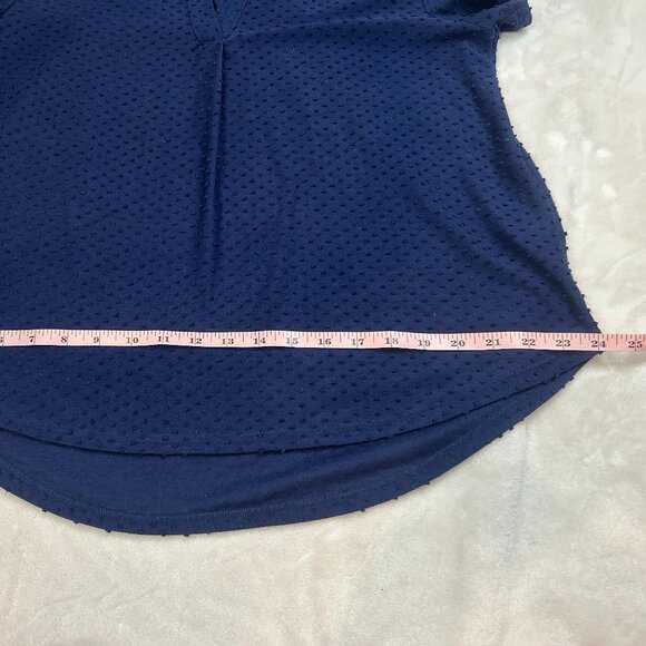 W5 Medium Women Flutter Sleeve Blue Blouse Polka Dot Textured - Picture 6 of 9